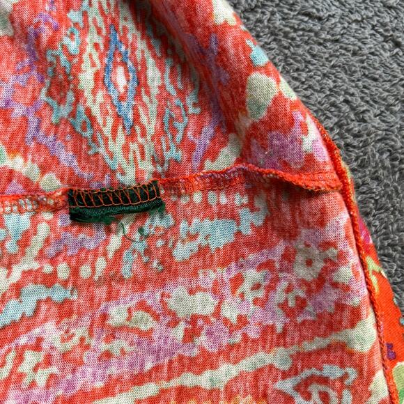 Lauren Ralph Lauren Blouse Womens‎ 1X Orange Paisley Short Sleeve Smocked Boho - Picture 7 of 9
